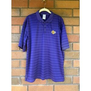 ADIDAS Los Angeles Lakers Polo Shirt Striped Climalite | Purple | Size Large